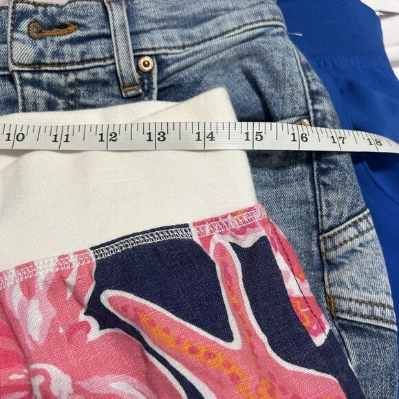 Lilly Pulitzer Pants Womens Medium Navy Pink The Beach Pant Linen Pull On Floral - Picture 3 of 11